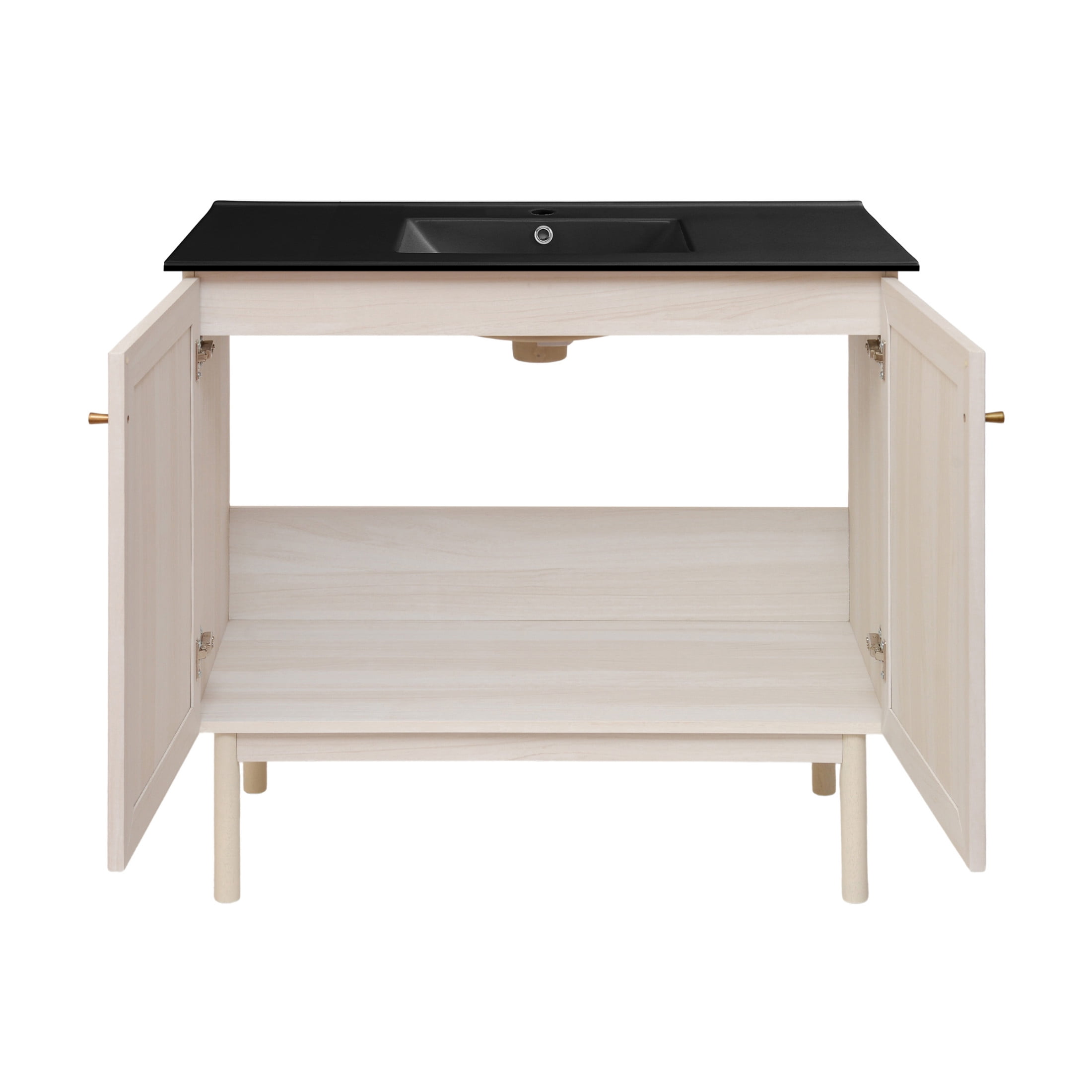 Classe 36" Freestanding Bathroom Vanity in White Oak with Black Sink Top