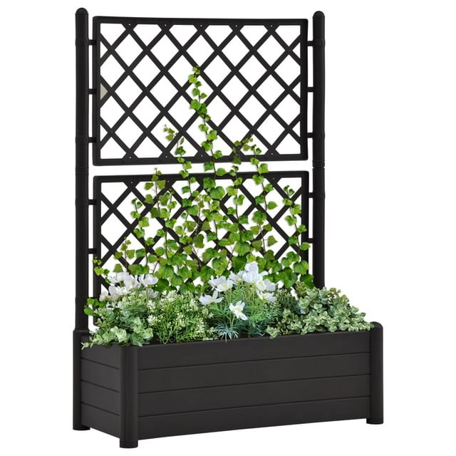 vidaXL Jardinière avec Treillis 100x43x142 cm PP Anthracite