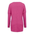 thumbnail image 4 of VSNOW Women Solid Long Sleeve Tops Round Neck Plus Size Tunic T-shirt Blouse with Pockets, 4 of 5