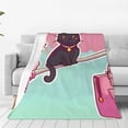 thumbnail image 1 of KLL Cats On Broomstick Pattern Fleece Throw Blanket,Fleece Throw Blankets for Couch & Bed All Season Use-60"x50", 1 of 7