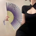 thumbnail image 4 of Mosey Folding Fan with Tassel Chinese Style Hand-painted Flower Bamboo Leaf Print Dance Performance Photo Props Portable Summer Hand Held Fan Party Supplies Gift, 4 of 8