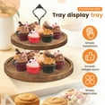 thumbnail image 2 of Wood Cupcake Stand 2 Tiers Wood Cupcake Holder Round Tiered Display Stand Detachable Cupcake Serving Tray Decorative Dessert Serving Stand Cookie Stand for Home Party Office, 2 of 10