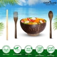 thumbnail image 4 of Chop Island 10pcs Set Coconut Bowls w/ Acacia Spoon-Forks-Bamboo Straws-Rope Stands Acai Bowls Organic Eco-Friendly Coconut Bowl Set Natural Coconut Bowls With Spoons Coconut Bowls for Smoothies, 4 of 6