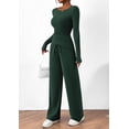 thumbnail image 6 of PRETTYGARDEN Women's 2 Piece Lounge Sets Asymmetrical Long Sleeve T Shirt Wide Leg Pants Casual Outfits Tracksuit, 6 of 8
