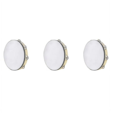 3X Tambourine for Adults 10 Inch Hand Held Drum Bell Metal Jingles Percussion Gift Musical Educational Instrument