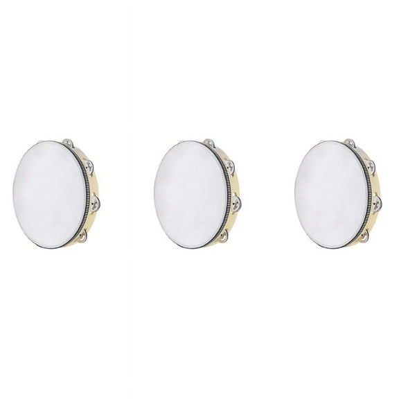 3X Tambourine for Adults 10 Inch Hand Held Drum Bell Metal Jingles Percussion Gift Musical Educational Instrument