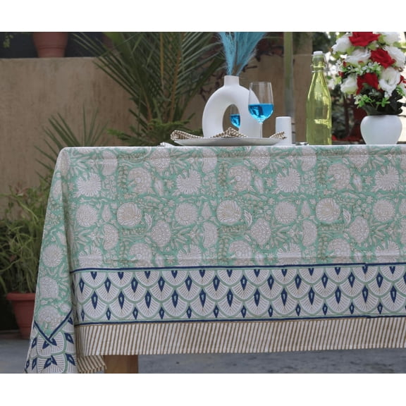 Boho Vintage Block Print Tablecloth Round Custom Table Cover With Napkin/Placemat/Runner Handmade Table Top Decor Set