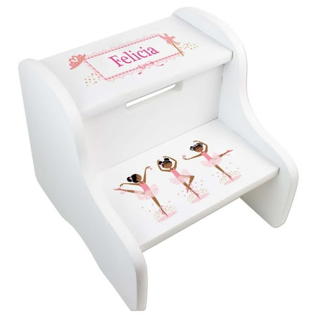 African American Ballerina White Two Step Stool