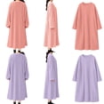 thumbnail image 2 of 2 Pack Women Flannel Nightgowns Cable Knit Cozy Plush Long Sleeve Winter Warm Nightdress, 2 of 9