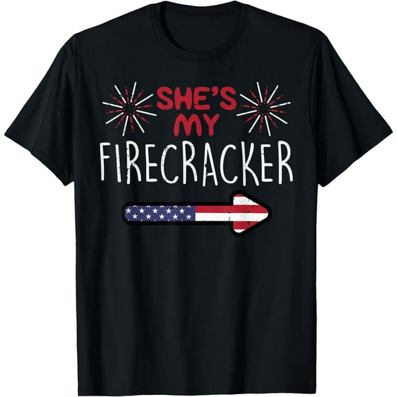 Shes My Firecracker 4th Of July Matching Couples His And Her T-Shirt
