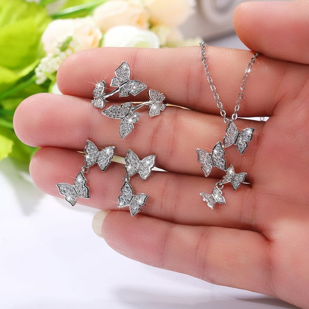 Aurora Tears Juego De Collar Y Aretes De Mariposa Con Piedra Natal De Mayo Plata De Ley 925 Collar Con Colgante 1276957