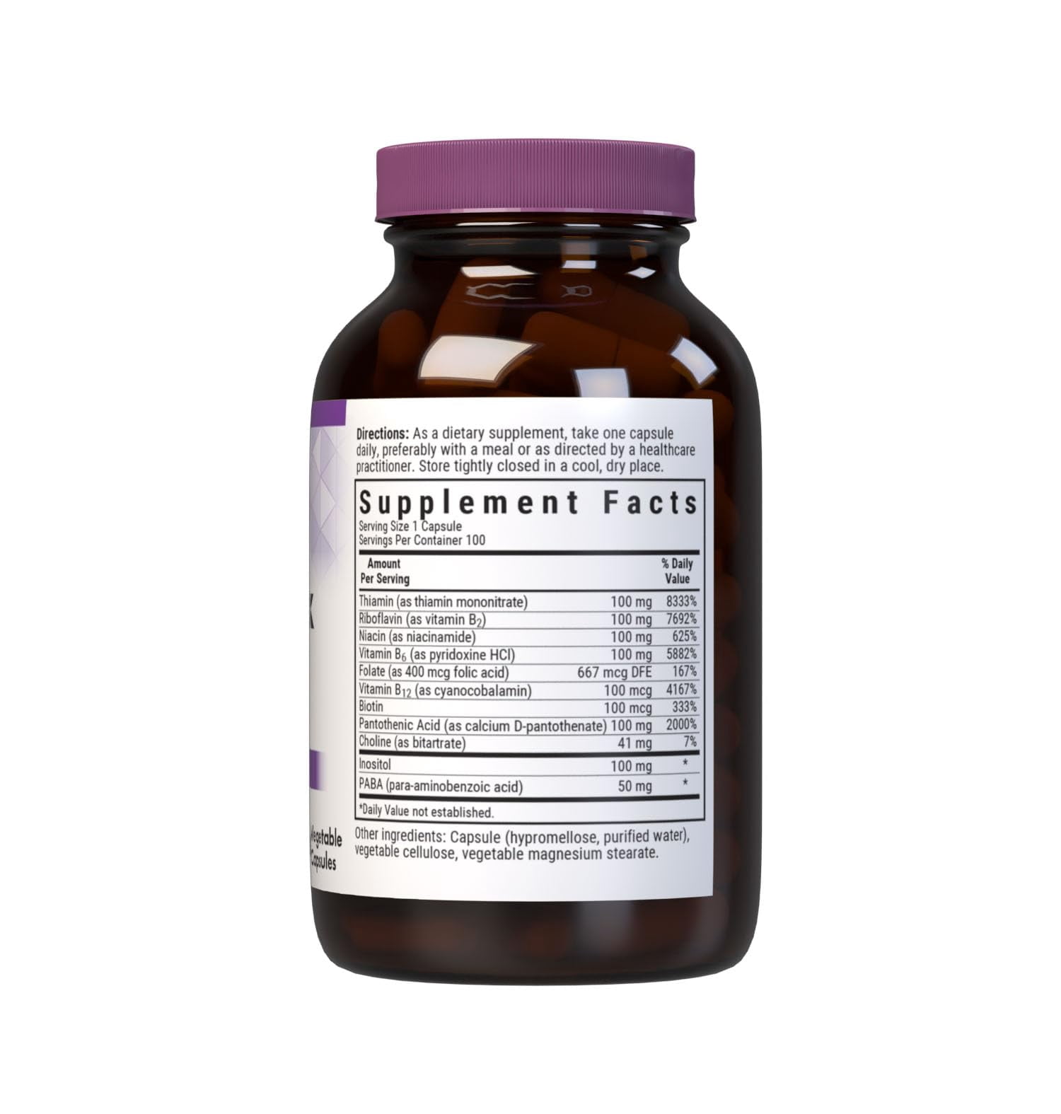 Bluebonnet B Complex Full Spectrum - Vitamin B6, B12, Biotin, Folate - 100 Vegetarian Caps