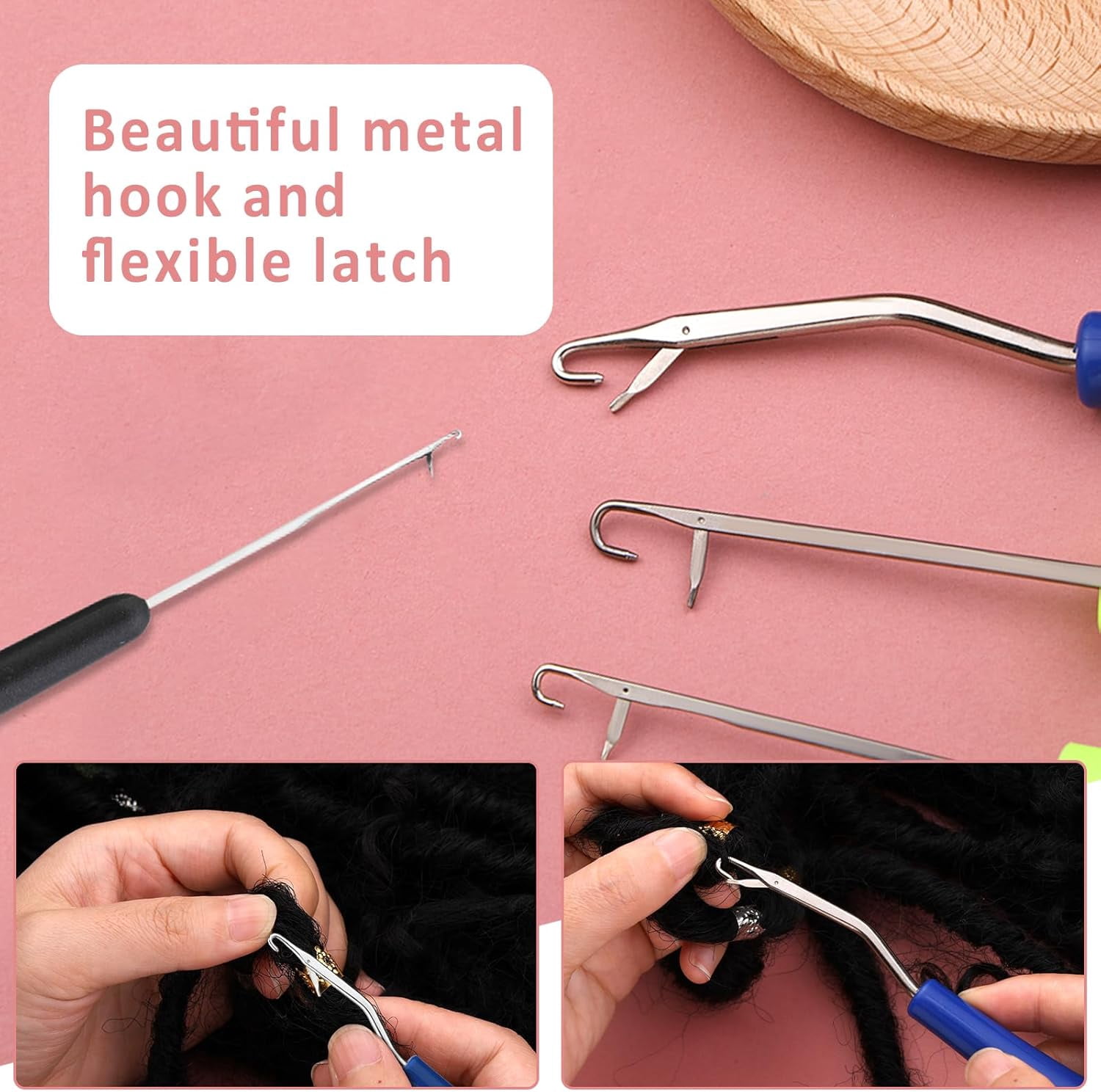 Dreadlock Crochet Hook, 48 Pcs Dreadlock Crochet Hook Tool, 6 Dreadlock Crochet Needle, Different Size Bent Latch Hook, Crochet Needle for Hair Braiding with Case and Dreadlocks Tool