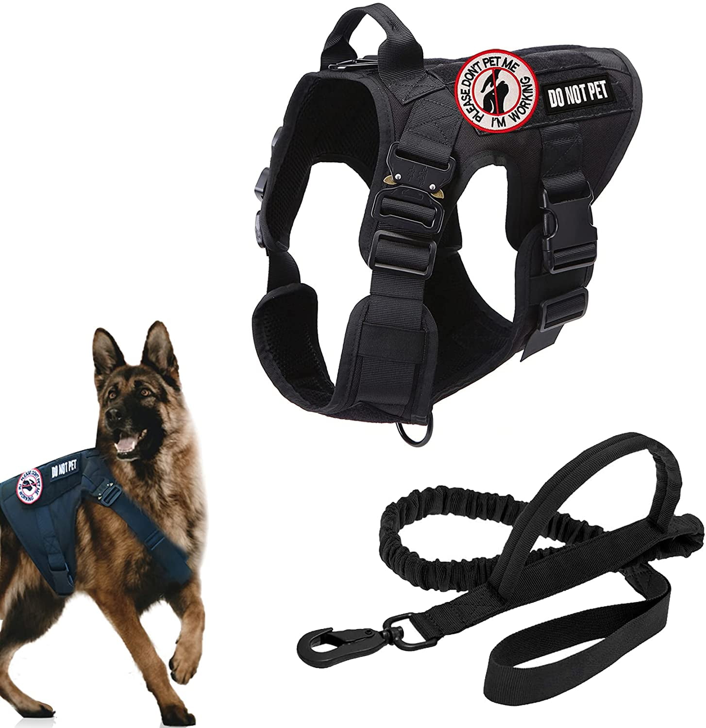 Dog Leash Police Tactical Training Elastic Bungee Military Canine Head Collar 