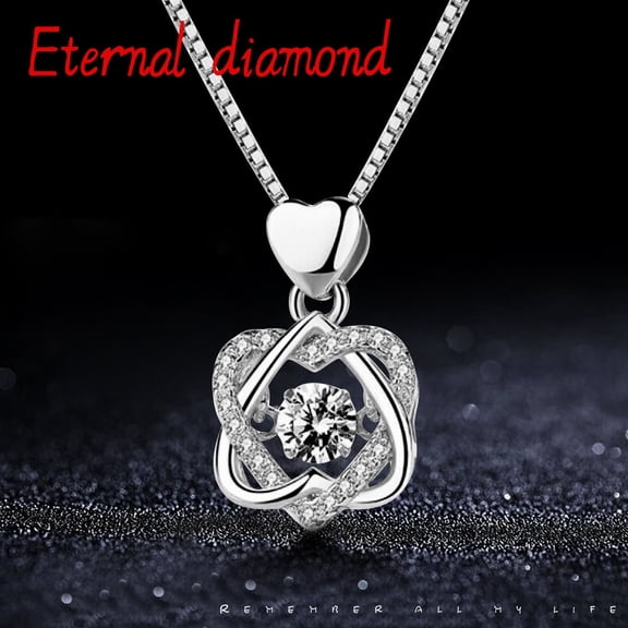 Gecau Heart Necklace Pendant with Crystals Jewelry Gifts For Women Silver