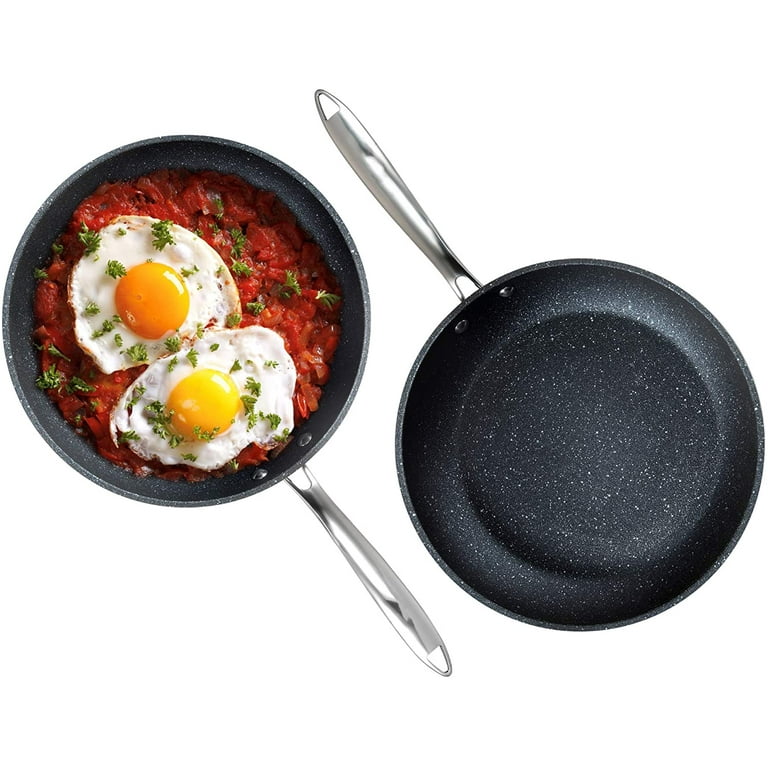 Nonstick Frying Pans Set with Lid, Granite Stone Coating Chef's