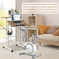 thumbnail image 5 of Small Standing Desk, Portable Stand Up Desk, Height Adjustable Mobile Standing Table Converter with Wheels  Workstations, Rolling Laptop Cart for Stand or Sit,  Oak, 5 of 6