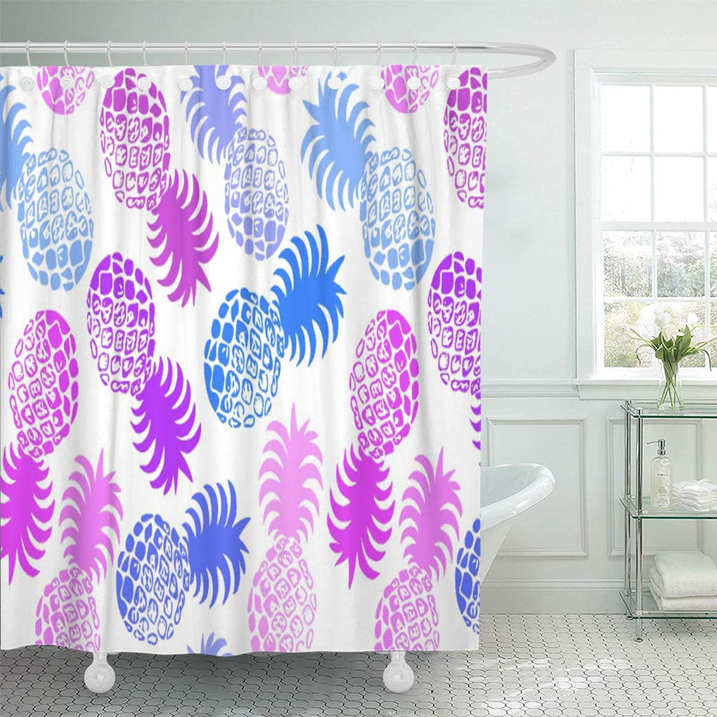 Hello Summer Pineapple Shower Curtains for Bathroom Waterproof Fabric 71" 