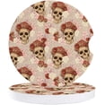 thumbnail image 1 of RYLABLUE Skull with Roses Flower Pink Set of 6 Car Coaster for Drinks, Absorbent Ceramic Stone Coasters Cup Mat with Cork Base for Home Kitchen Room Coffee Table Bar Decor, 1 of 5