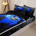 thumbnail image 3 of Erosebridal Shatter Football Print Zipper Queen Comforter Set with Fitted Sheet and 2 Pillowcases,Blue Crack Ball Zipper Bedding Set For Boys,Black Reversible,4pcs, 3 of 7
