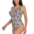 thumbnail image 3 of Yiaed Halloween Gnome Print Women One Piece Swimsuits Tummy Control One Shoulder Bathing Suits Pattern Ruffle Swimwear-Medium, 3 of 8