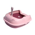 thumbnail image 2 of Cat Litter Box Semi Closed Kitten Litter Pan Tray Portable Litter Cat Box Toilet Basin Supplies Boxes for Indoor Cat Small Animal Easy to Clean 14.5x11.8x5.5 Inch Pink, 2 of 9