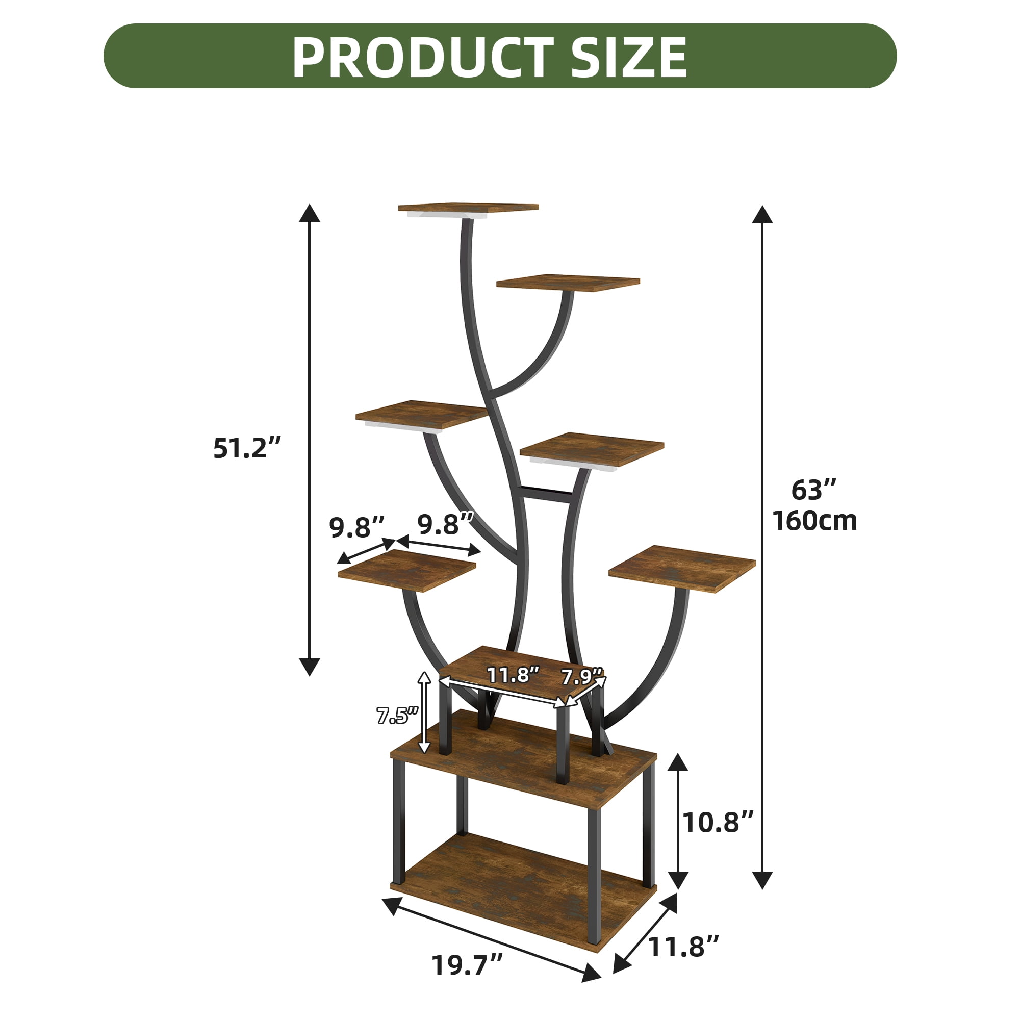 Uforic Indoor Plant Stand with Grow Lights, 63" Multiple Pots Metal Flower Stands Plant Shelf