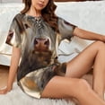 thumbnail image 4 of Rateoe Adorable Flower Field Cow for 2 Piece Short Sleeves Pajama Sets Casual Lounge Sleepwear Ladies Pjs Sets with Pocket-3X-Large, 4 of 6