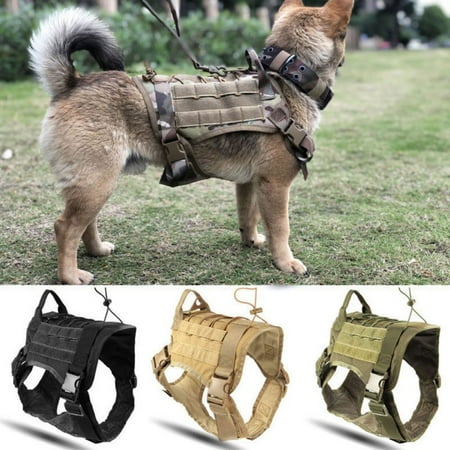 Military Tactical Training Police K9 Dog Adjustable Harness Nylon Vest for Large Police Dogs