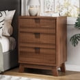 thumbnail image 7 of FANRAL Set of 2 Fluted 3 Drawer Nightstands,Modern Bedside Tables with Anti-Tip Safety Design,Wood End Tables for Bedroom Living Room,Walnut Night Stand, 7 of 7