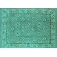 thumbnail image 1 of Ahgly Company Indoor Rectangle Oriental Turquoise Blue Traditional Area Rugs, 7' x 9', 1 of 4