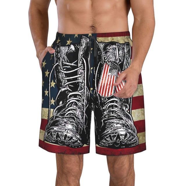Fotbe Veterans Day1 Trajes de Baño Estampados para Hombre, Shorts de Verano de Secado Rápido, Ropa de Playa, Bañadores-Small