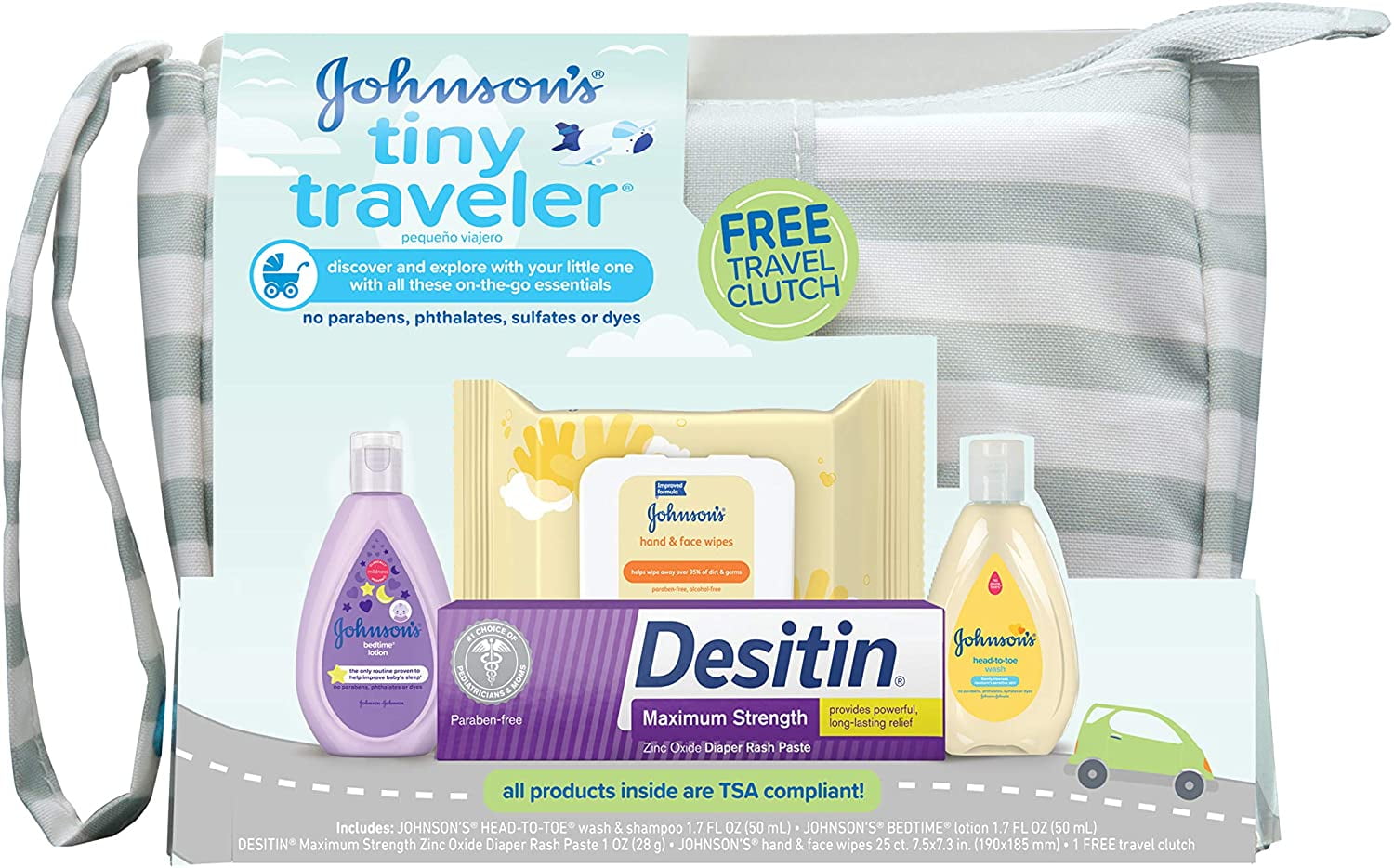 Johnsons Tiny Traveler Baby T Set Baby Bath And Skin Care