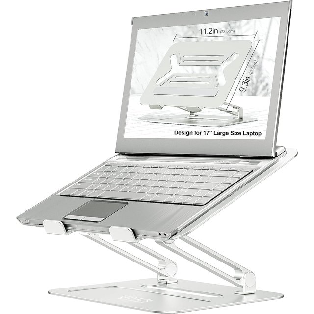 Adjustable Laptop Stand Ergonomic with Rotating Base Foldable & Portable Laptop Riser Compatible with MacBook Dell HP Lenovo and Other Laptops (Silver)