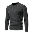 thumbnail image 3 of jsaierl Mens Sweater Cable Knit Crew Neck Solid Slim Top Shirt Long Sleeve Fall and Winter Warm Pullover Sweater, 3 of 4