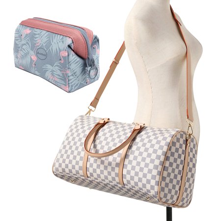 Zintvvd Bags Sports Duffle Bags, Weekender Overnight Bags Crossbody Travel Handbags, With Waterproof Travel Makeup Bag Cosmetic Case 2pcs Set