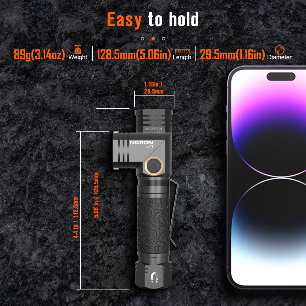 NICRON L71 Flashlight, 1800 High Lumens Super Bright Rechargeable Flashlight for Outdoor Camping Emergency