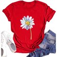 thumbnail image 4 of Hauts d'Été pour Femmes, Blouses Décontractées Élégantes 2024, T-Shirts à Manches Courtes Imprimés, Col Rond, Ample, Rouge, 4 of 5