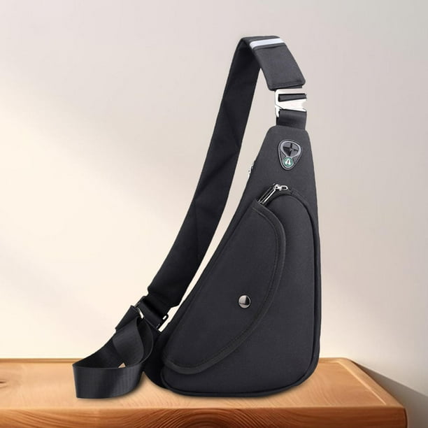 BELOVING Bag Men Chest Bag Casual Smooth Zipper Chest Pack Shoulder Purse Crossbody Black