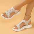 thumbnail image 6 of Viluyesy Women's Comfort Sandals, Soft Sole Mesh Breathable Summer Causal 2025 Causal Walking Wedge Shoes Beige 6, 6 of 9