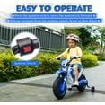 thumbnail image 4 of TOBBI 12V Kids Ride on Motorcycle Battery Powered Motorbike Off-Road Motocross w/Training Wheels, 35W Dual Motors, Blue, 4 of 17