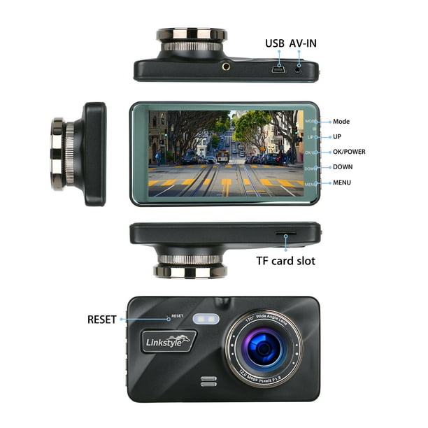 Caméra de tableau de bord DVR 1296P, double caméra, Dashcam de voiture,  écran IPS de 3 pouces, enregistreur de conduite avec Vision nocturne, grand  Angle 170 °, capteur G