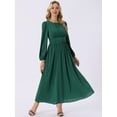 thumbnail image 2 of DARING DIVA Cocktail Lantern A-Line Chiffon Dress L Dark Green, 2 of 7