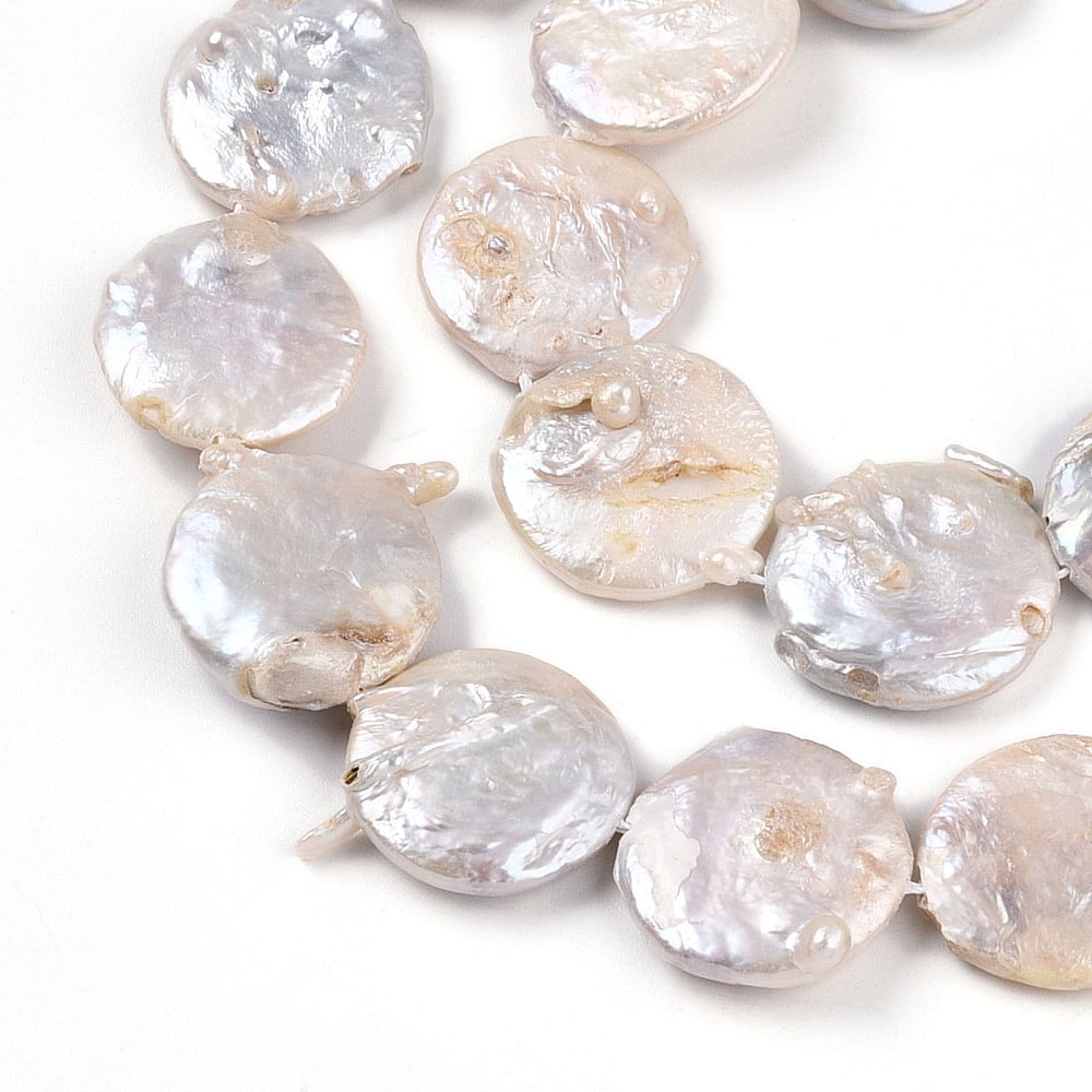 Natural Baroque Keshi Pearl Beads Strands Natural Nucleated Pearl Nuggets Seashell Color 17~25x15.5~27.5x3.5~9mm Hole: 0.6mm about 17~20pcs/strand 14.76~15.55''(37.5~39.5cm)