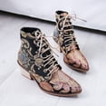 thumbnail image 4 of Cameland Womens Ethnic Retro Embroidery Boots Chunky Heel High Heel Pointed Toe Short Boots, 4 of 9