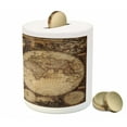 thumbnail image 3 of World Map Piggy Bank, Old World Map Drawn in 1720s Nostalgic Style Art Historical Atlas Vintage Design, Ceramic Coin Bank Money Box for Cash Saving, 3.6" X 3.2", Multicolor, by Ambesonne, 3 of 4