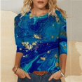 thumbnail image 4 of Birdeem Womens Spring Printed Mid Length 3/4 Sleeves Casual Tops Round-Neck T-Shirt, 4 of 12