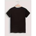 thumbnail image 2 of Camiseta informal negra para mujer con estampado de huevos de Pascua coloridos y cesta floral. Manga corta, cuello redondo, corte holgado y extragrande. Ideal como regalo de primavera/verano. Camiseta, 2 of 6