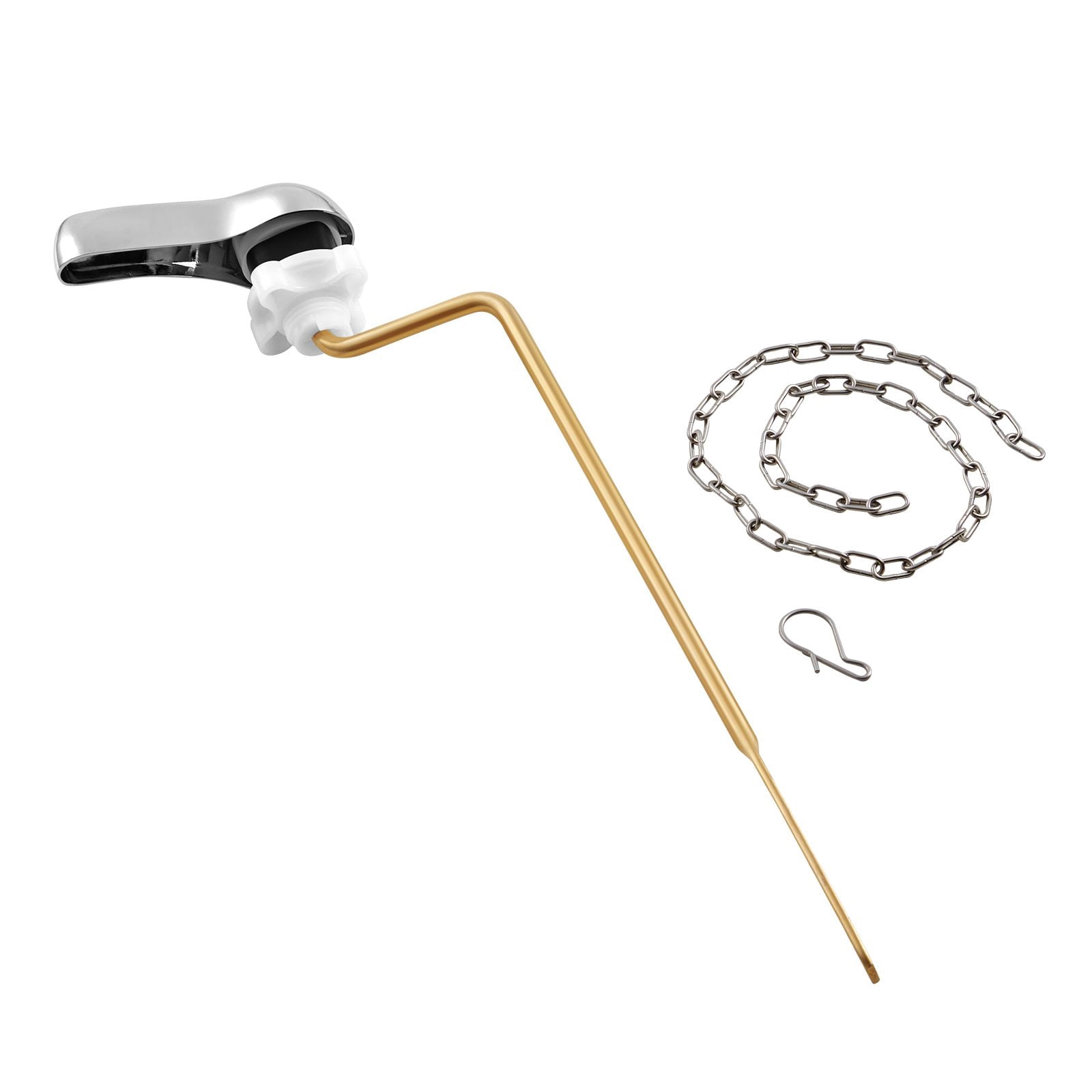 Universal Toilet Flush Handle Chrome Plated Metal, Rust Resistant Toilet Lever Replacement, Easy Install Metal Handle Repair Kit for Standard Toilets