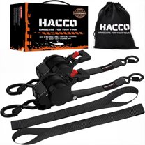 Haccoplanet 1" x 15' Retractable Ratchet Straps 1763lbs Break Strength w/ Soft loops Auto Ratchet Tie Down Straps Set for Truck ATV Trailer